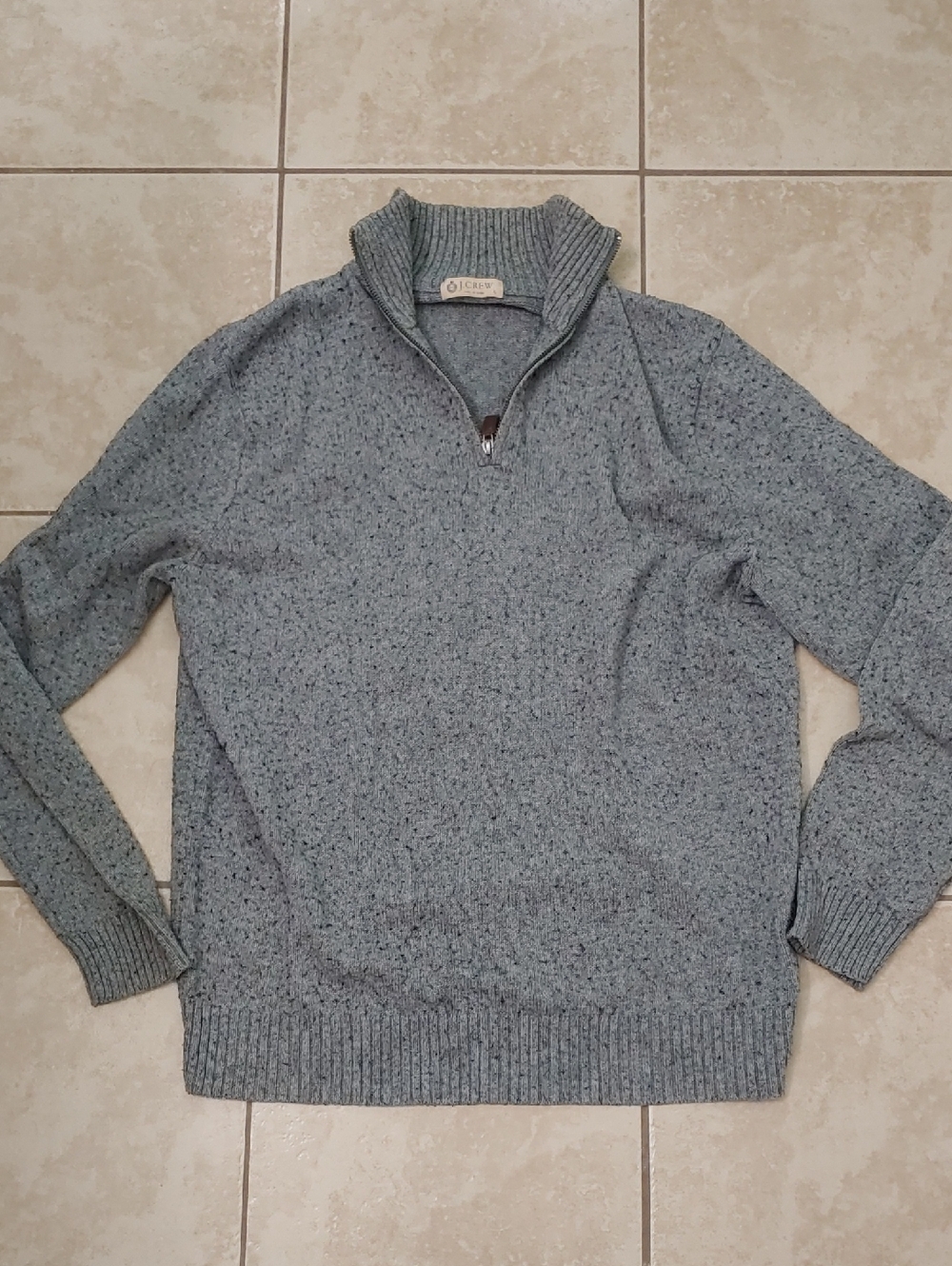Vintage J. Crew Sweater Men's Grey Cotton Cashmere Quarter Zip Size L